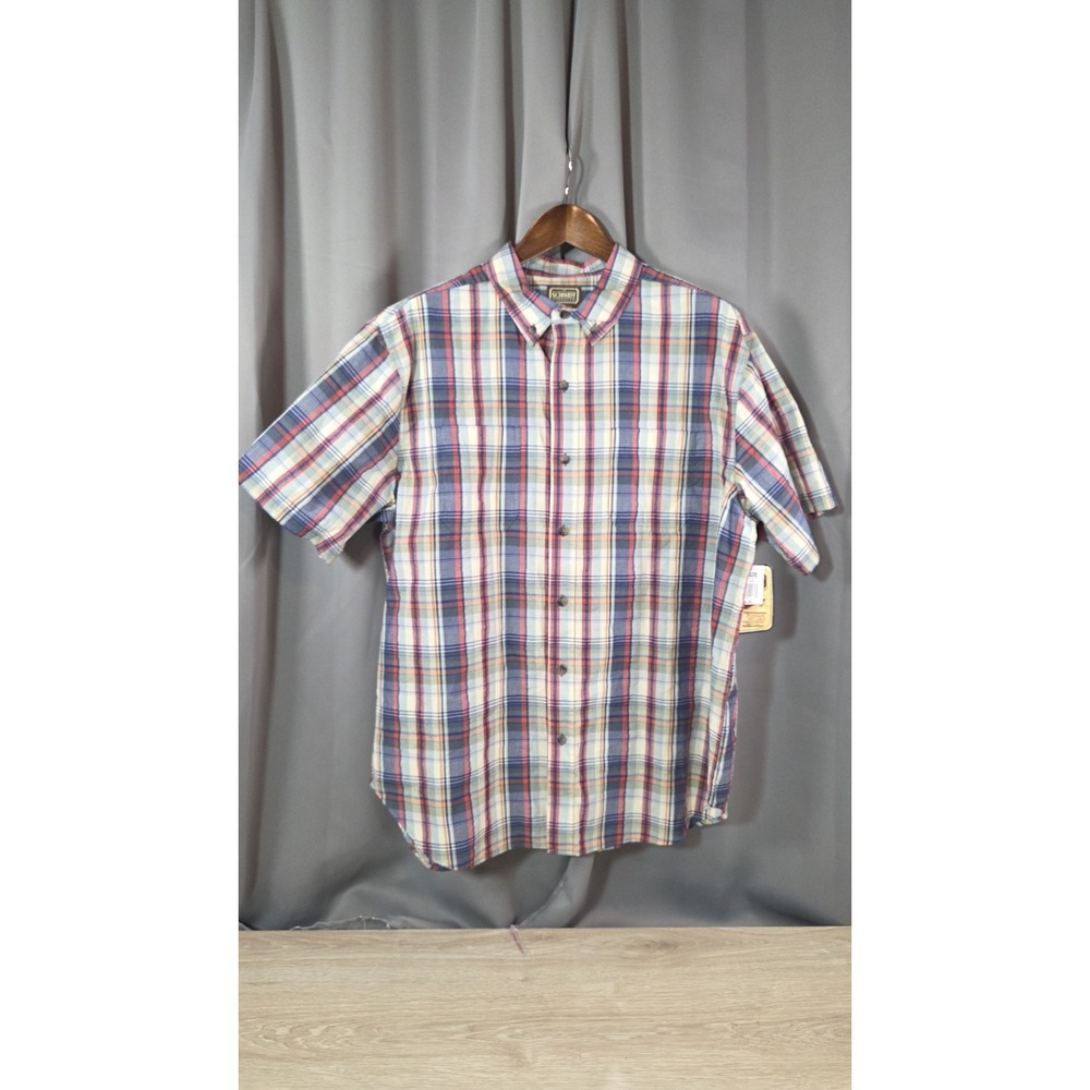 CE Schimidt‎ Mens Blue Red Plaid Short Sleeve Button Shirt XL